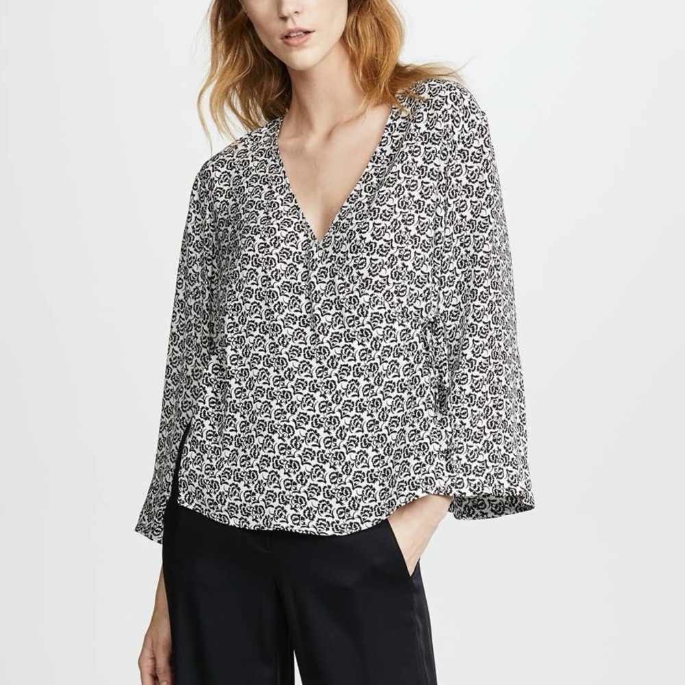 A.L.C. Ray Silk Printed Wrap Blouse GUC